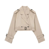 Women's Belted XS-L Button Fashion Designer Cropped Jackets-Women's Fashion Designer Jackets-Women&#x27;s fashion designer plus size clothes