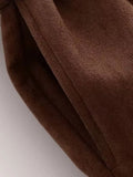 Women's Belted Button Fashion Designer Faux Suede Jackets-Women's Fashion Designer Jackets