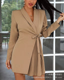 Women's Blazer Wrap Fashion Designer S-3XL Mini Dresses (Short)