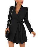 Women's Blazer Wrap Fashion Designer S-3XL Mini Dresses (Short)
