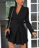 Women's Blazer Wrap Fashion Designer S-3XL Mini Dresses (Short)