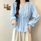 Women's Blouse 1-4XL Fashion Elastic Waist Designer T-Shirts (Plus Size)-Women's Tops Fashion Designer Plus Size T-Shirts / Blouses-International Women's Clothing