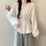 Women's Blouse 1-4XL Fashion Elastic Waist Designer T-Shirts (Plus Size)-Women's Tops Fashion Designer Plus Size T-Shirts / Blouses-International Women's Clothing