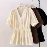Women's Blouse 1-4XL Fashion Elastic Waist Designer T-Shirts (Plus Size)-Women's Tops Fashion Designer Plus Size T-Shirts / Blouses-International Women's Clothing
