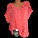 Women's Blouse Fashion Floral 6XL Designer T-Shirts (Plus Size)-Women's Tops Fashion Designer Plus Size T-Shirts / Blouses-Watermelon red-Women&#x27;s fashion designer plus size clothes
