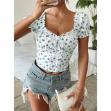 Women's Blouse Corset Flower S-L Corset Fashion Designer Crop Tops T-Shirts