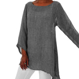 Women's Blouse Cotton Linen 4XL Fashion Designer Long-Sleeve Tops (Plus Size)