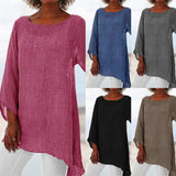 Women's Blouse Cotton Linen 4XL Fashion Designer Long-Sleeve Tops (Plus Size)