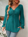 Women's Blouse Drawstring Top Fashion Designer Puffed Long-Sleeve Tops-Women's Fashion Designer Long-Sleeve Tops