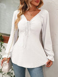 Women's Blouse Drawstring Top Fashion Designer Puffed Long-Sleeve Tops-Women's Fashion Designer Long-Sleeve Tops