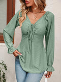 Women's Blouse Drawstring Top Fashion Designer Puffed Long-Sleeve Tops-Women's Fashion Designer Long-Sleeve Tops