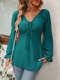 Women's Blouse Drawstring Top Fashion Designer Puffed Long-Sleeve Tops-Women's Fashion Designer Long-Sleeve Tops