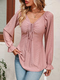 Women's Blouse Drawstring Top Fashion Designer Puffed Long-Sleeve Tops-Women's Fashion Designer Long-Sleeve Tops
