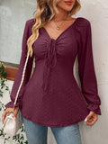 Women's Blouse Drawstring Top Fashion Designer Puffed Long-Sleeve Tops-Women's Fashion Designer Long-Sleeve Tops