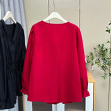 Women's Blouse Fashion Designer 4-6XL Shirt Long-Sleeve Tops (Plus Size)