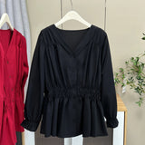 Women's Blouse Fashion Designer 4-6XL Shirt Long-Sleeve Tops (Plus Size)