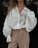 Women's Blouse Fashion Designer Flared Lantern S-L Long-Sleeve Tops-Women's Fashion Designer Long-Sleeve Tops-International Women's Clothing