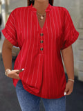 Women's Blouse Tops Striped Blouse 1-5XL Fashion Designer T-Shirts (Plus Size)-Women's Tops Fashion Designer T-Shirts / Blouses-International Women's Clothing