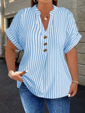 Women's Blouse Tops Striped Blouse 1-5XL Fashion Designer T-Shirts (Plus Size)-Women's Tops Fashion Designer T-Shirts / Blouses-International Women's Clothing