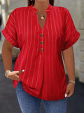 Women's Blouse Tops Striped Blouse 1-5XL Fashion Designer T-Shirts (Plus Size)-Women's Tops Fashion Designer T-Shirts / Blouses-International Women's Clothing