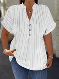 Women's Blouse Tops Striped Blouse 1-5XL Fashion Designer T-Shirts (Plus Size)-Women's Tops Fashion Designer T-Shirts / Blouses-International Women's Clothing
