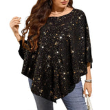 Women's Blouse Tunic Sequin 2-5XL Fashion Designer T-Shirts (Plus Size)