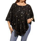 Women's Blouse Tunic Sequin 2-5XL Fashion Designer T-Shirts (Plus Size)