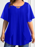 Women's Blouses Chiffon Layered Fashion Designer T-Shirts (Plus Size)