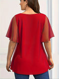 Women's Blouses Chiffon Layered Fashion Designer T-Shirts (Plus Size)