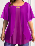 Women's Blouses Chiffon Layered Fashion Designer T-Shirts (Plus Size)