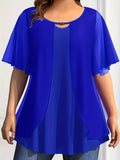 Women's Blouses Chiffon Layered Fashion Designer T-Shirts (Plus Size)