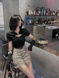 Women's Blouses Asymmetrical Hallow Out Tops Fashion Designer T-Shirts-Women's Tops Fashion Designer T-Shirts / Blouses