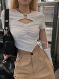 Women's Blouses Asymmetrical Hallow Out Tops Fashion Designer T-Shirts-Women's Tops Fashion Designer T-Shirts / Blouses