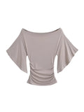Women's Blouses Tops Fashion M-L Designer Bat Sleeve T-Shirts
