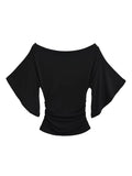 Women's Blouses Tops Fashion M-L Designer Bat Sleeve T-Shirts