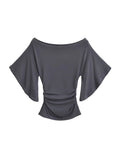 Women's Blouses Tops Fashion M-L Designer Bat Sleeve T-Shirts