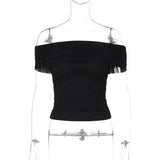 Women's Boat Neck Blouse Fashion Designer Tops T-Shirts
