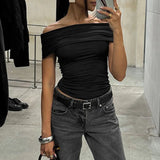 Women's Boat Neck Blouse Fashion Designer Tops T-Shirts