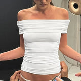 Women's Boat Neck Blouse Fashion Designer Tops T-Shirts