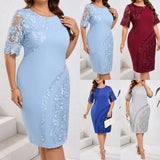 Women's Bodycon 3-6XL Fashion Designer Lace Midi Dresses (Plus Size)