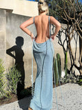 Women's Bodycon Backless Ruched Fashion Designer Dresses (Long)