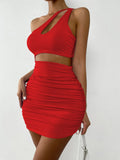 Women's Bodycon Fashion Designer Asymmetrical Neck Dresses (Short)