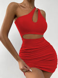 Women's Bodycon Fashion Designer Asymmetrical Neck Dresses (Short)