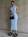Women's Bodycon Fashion Designer O-neck Crochet Dresses (Long)