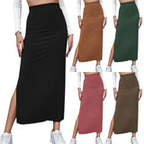 Women's Bodycon Fashion S-XL Designer High Waist Pleated Skirts (Long)