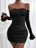 Women's Bodycon Ruffles Designer Fashion Corset Mini Dresses (Short)-Women's Fashion Designer Dresses