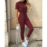 Women's Bodycon S-2XL Printed V Neck Fashion Designer Jumpsuits-Women's Fashion Designer Rompers / Jumpsuits-Claret-Women&#x27;s fashion designer plus size clothes