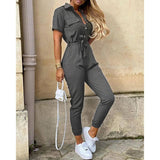 Women's Bodycon S-2XL Printed V Neck Fashion Designer Jumpsuits-Women's Fashion Designer Rompers / Jumpsuits-Dark Grey-Women&#x27;s fashion designer plus size clothes
