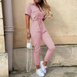 Women's Bodycon S-2XL Printed V Neck Fashion Designer Jumpsuits-Women's Fashion Designer Rompers / Jumpsuits-Pink-Women&#x27;s fashion designer plus size clothes