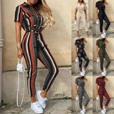 Women's Bodycon Slim Printed V Neck Fashion Designer Jumpsuits